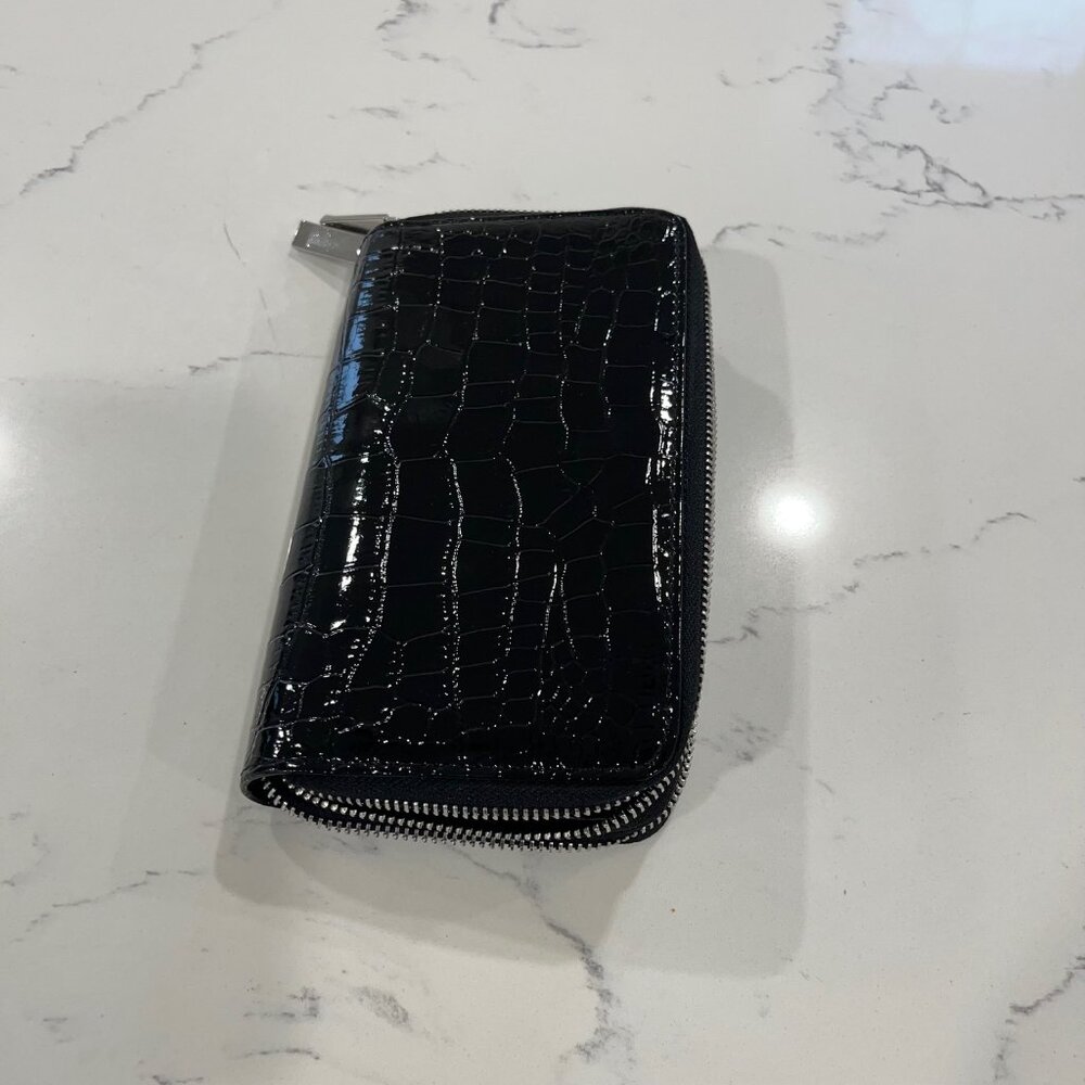 JOY E Lite Croco Couture Embossed Multi-Pocket Wallet with RFID Blocking, BLACK - Picture 4 of 6